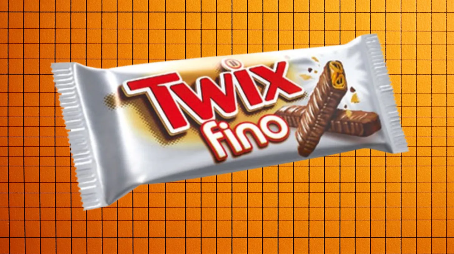 Mars, Inc. Twix Fino wafer bar in a silver and white wrapper