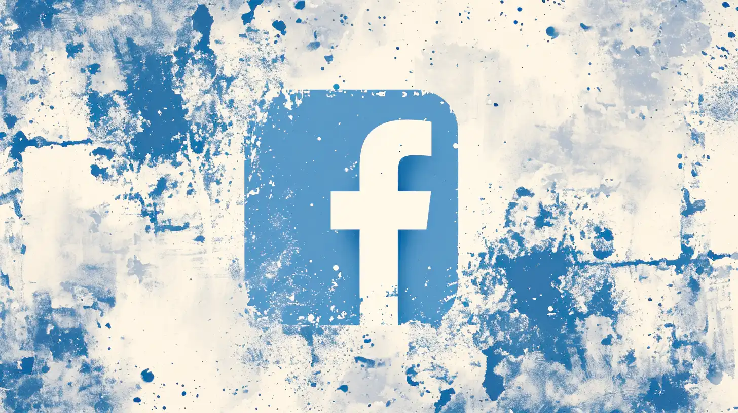 Facebook Facebook logo on distressed blue and cream painted background