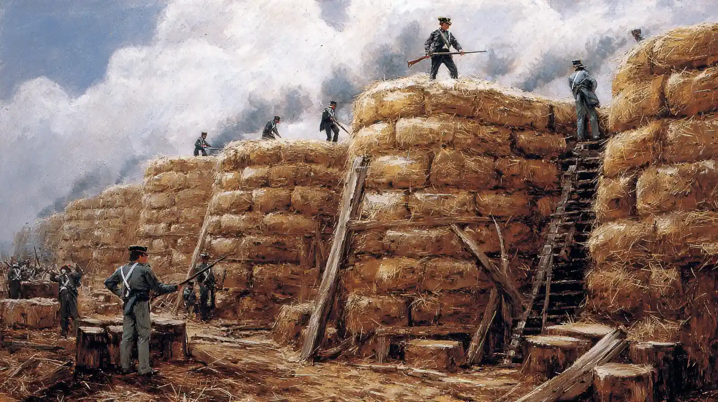 Cotton bales for defensive earthworks © History Oasis Cotton Bales Battle Of New Orleans