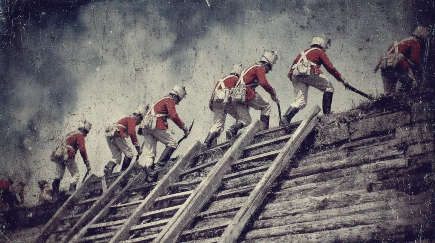 British troops using ladders © History Oasis FASCINES AND LADDERS Battle Of New Orleans
