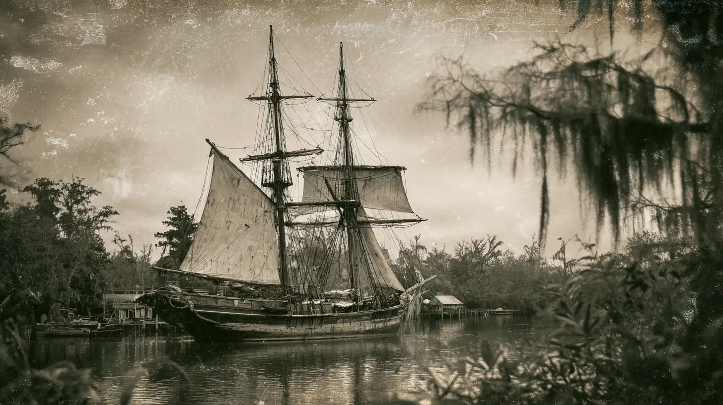 Pirate ship full of prisoners © History Oasis Jean Lafitte Humane Treatment Of Prisoners