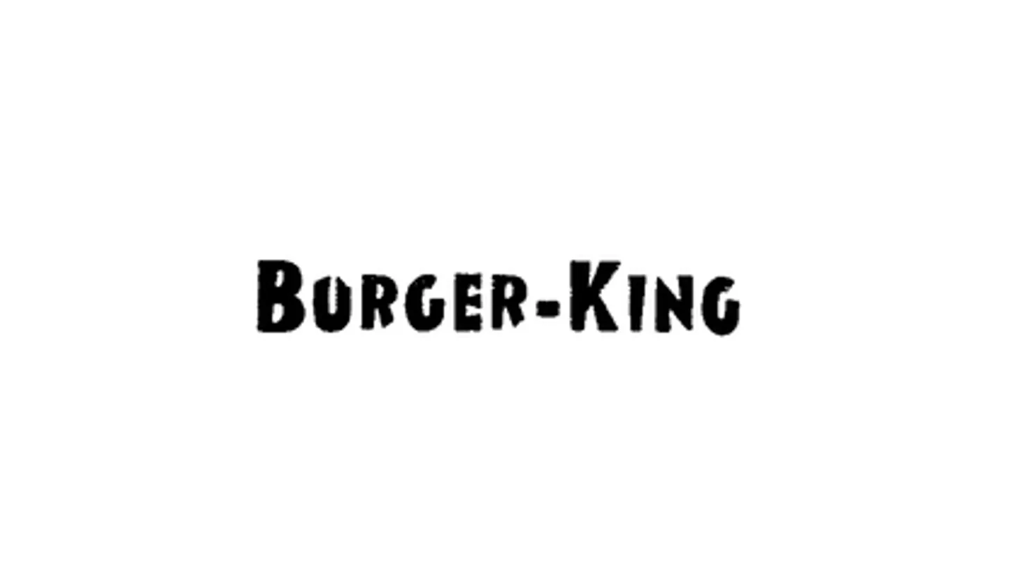 The original 1953 Burger King logo, a hyphenated BURGER-KING wordmark in rough hand-lettered capitals