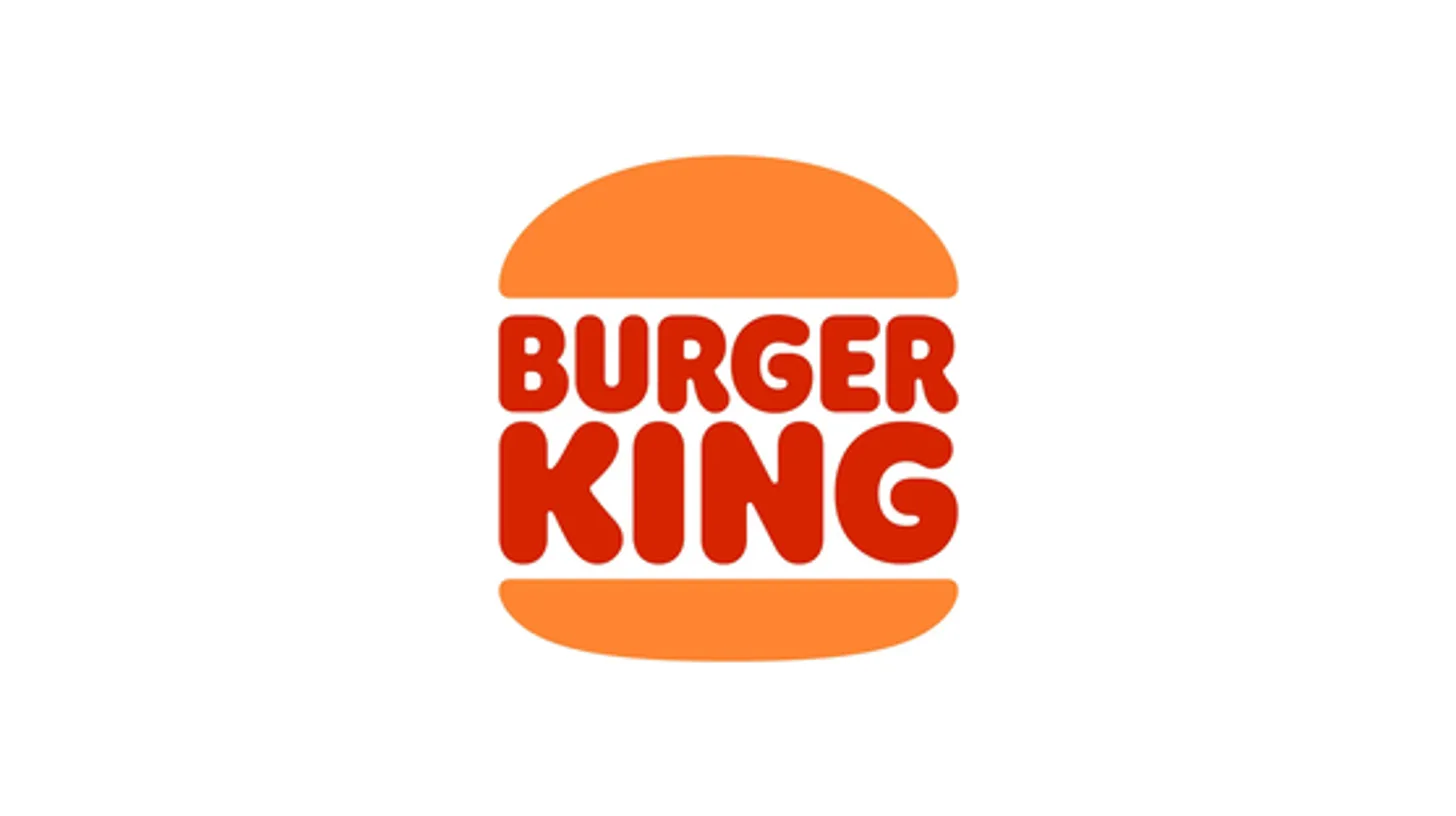 Burger King's official current logo in red and orange, the bun halves with the blue ring removed