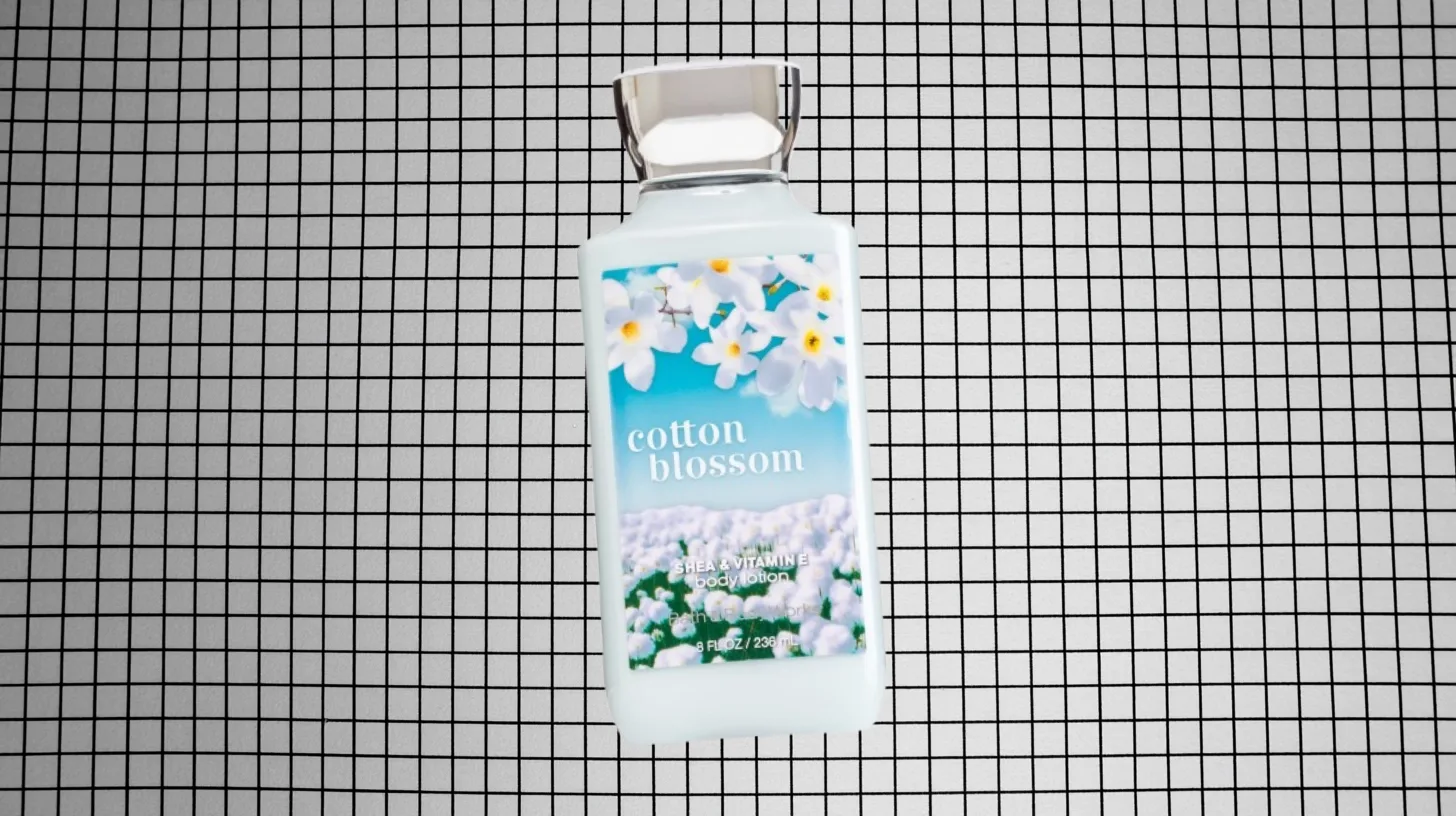 Discontinued 2000s Bath and Body Works Cotton Blossom body lotion bottle