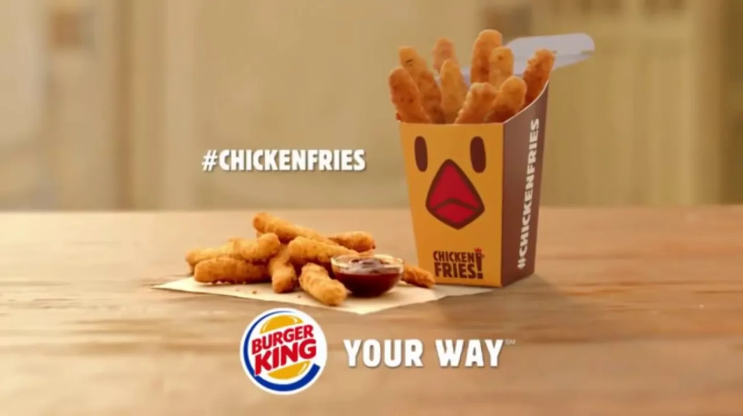 The chicken-faced carton and the hashtag that helped bring them back — Burger King Burger King Chicken Fries in the chicken-faced carton beside the #ChickenFries hashtag