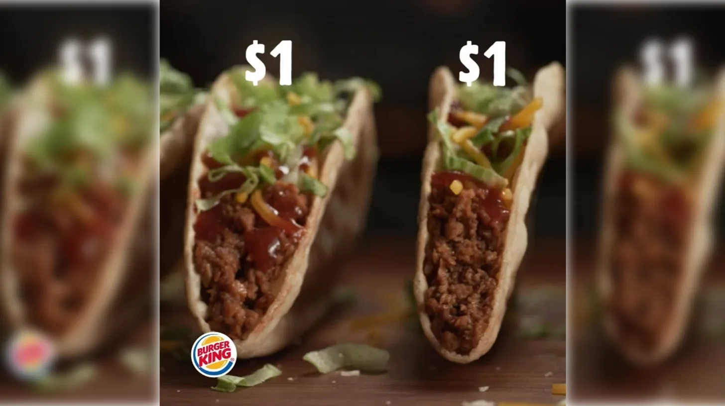 The 2019 $1 Crispy Taco ad — panned by critics, devoured in St. Louis — Burger King Two one-dollar Burger King crispy tacos filled with seasoned beef, lettuce and shredded cheese