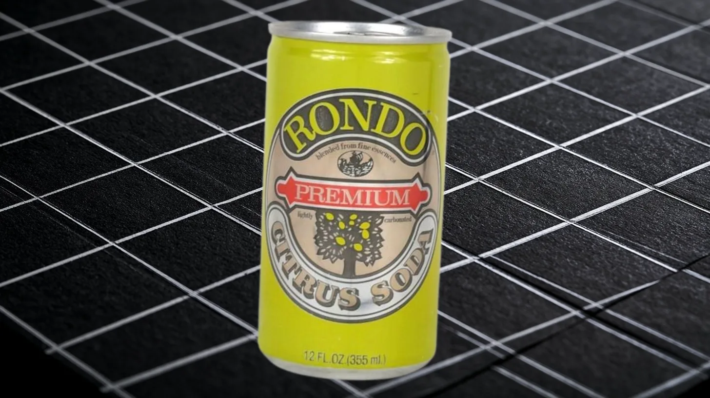 Yellow Rondo Premium Citrus Soda can labeled lightly carbonated from 1978