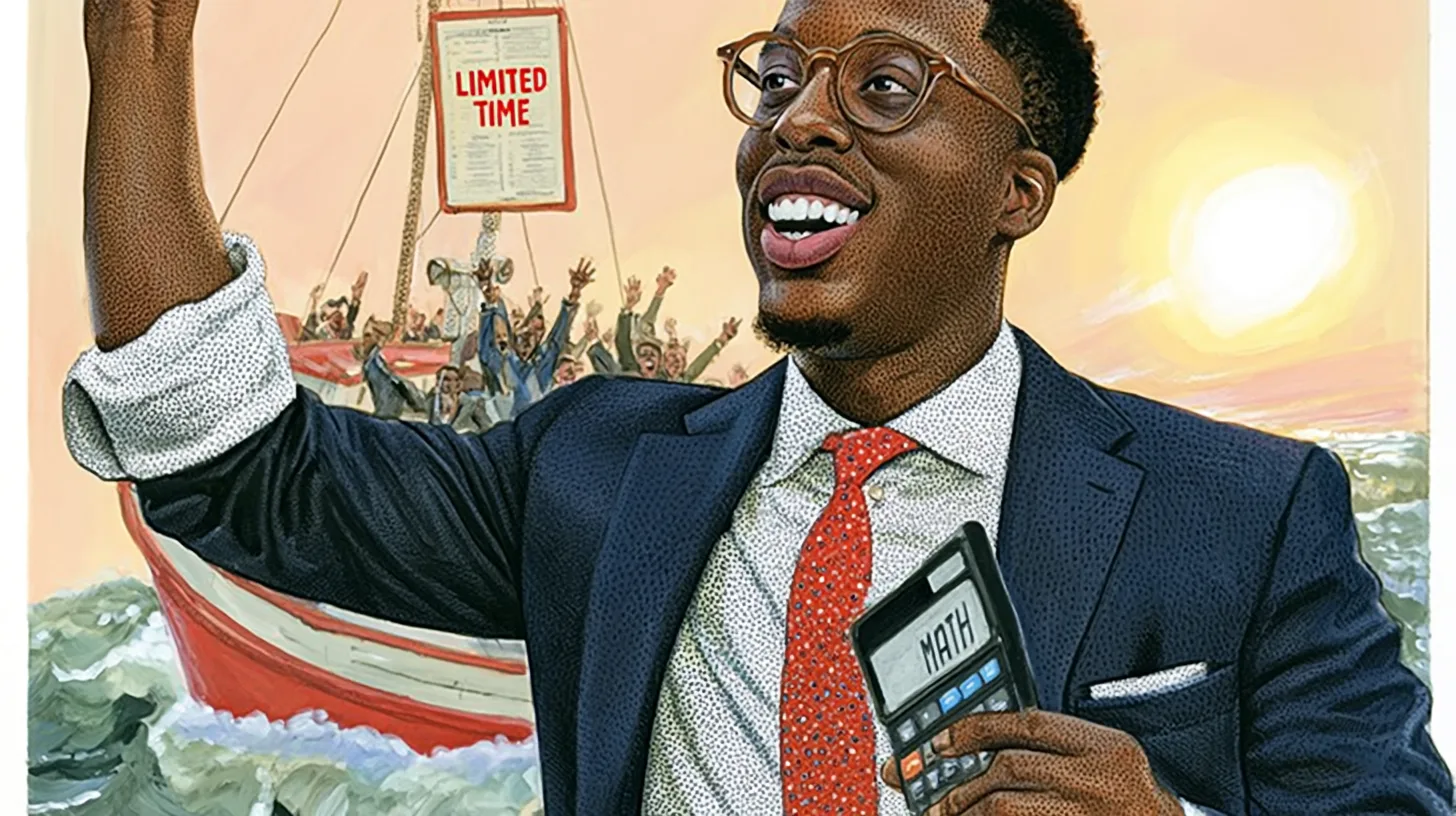 Damola Adamolekun, Red Lobster CEO since 2024 © History Oasis Damola Adamolekun portrait as Red Lobster CEO holding a calculator reading MATH