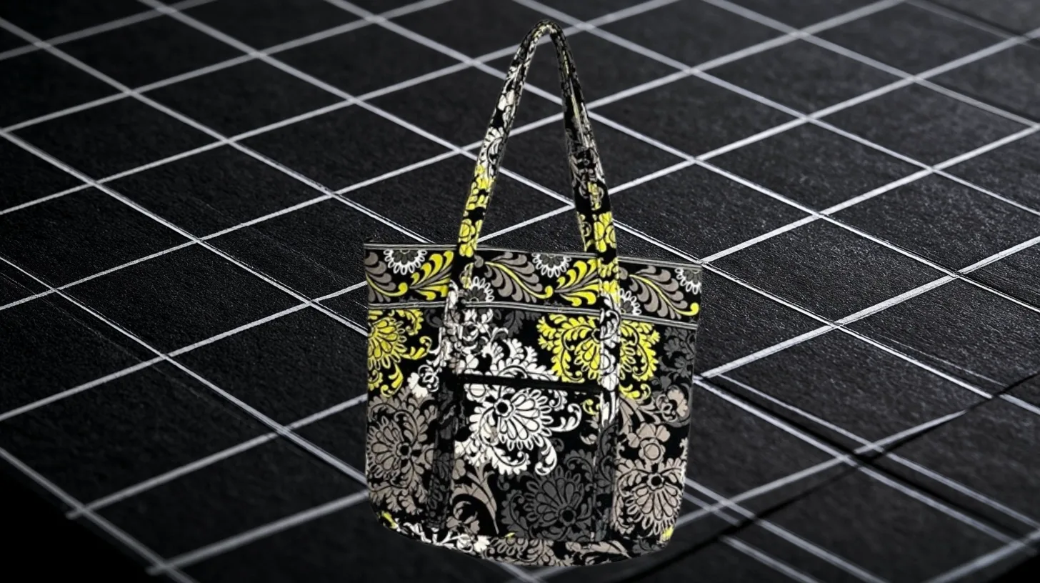 Baroque pattern — Vera Bradley Retired Vera Bradley Baroque quilted tote in black, gray and yellow scrollwork